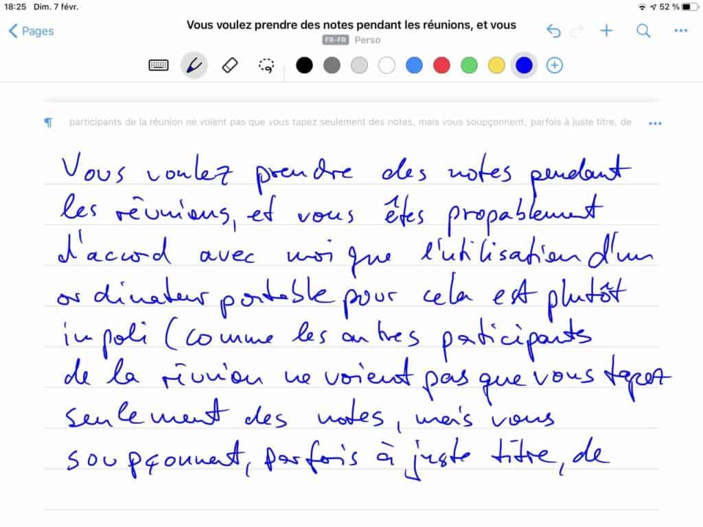 J'arrête la prise de note sur papier, je suis passé sur tablette